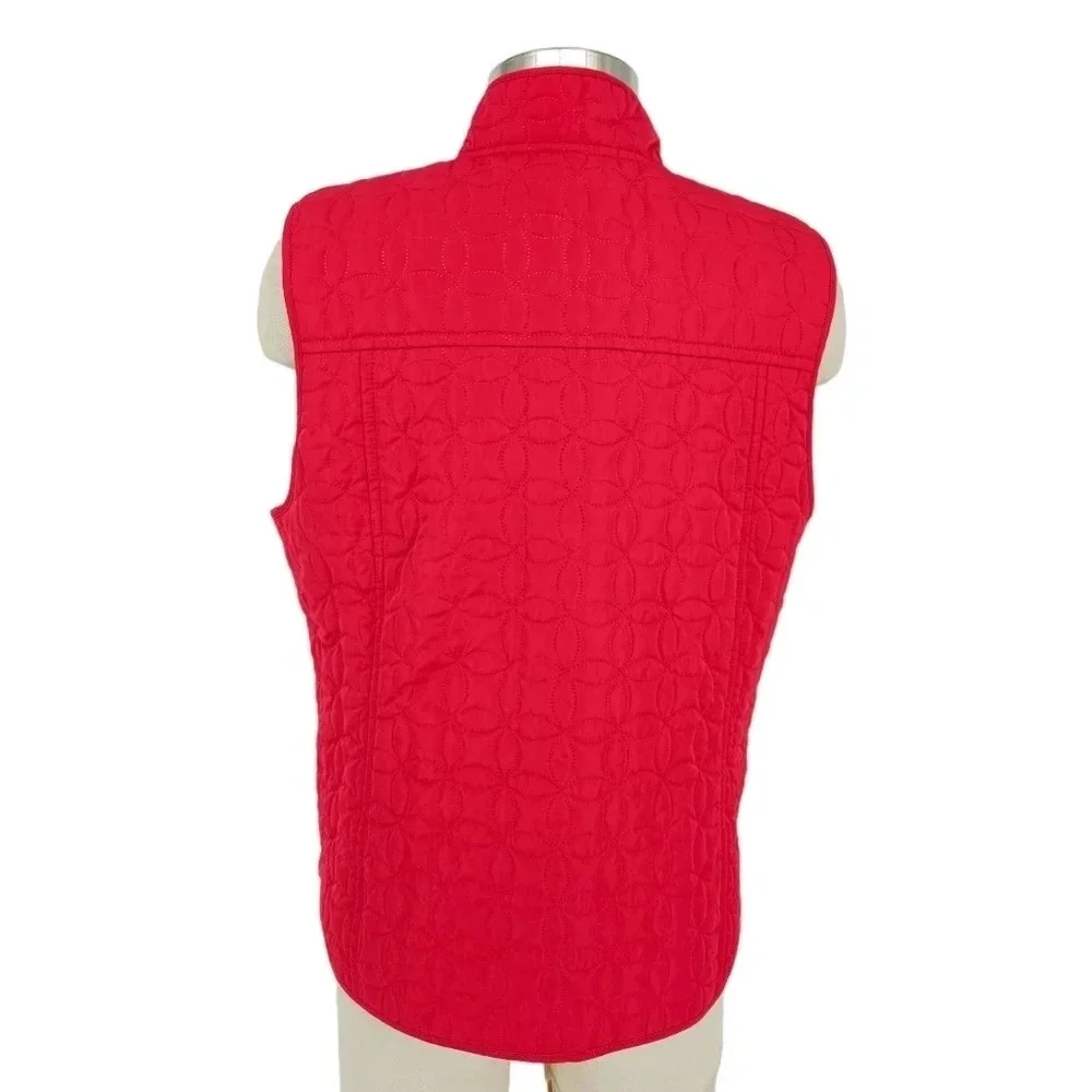 Liz Golf Vest Pink Quilted Sleeveless Snap Button Lightweight